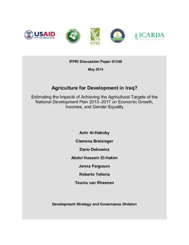 Agriculture for <b>development</b> in <b>Iraq</b>? Estimating the impacts of ...